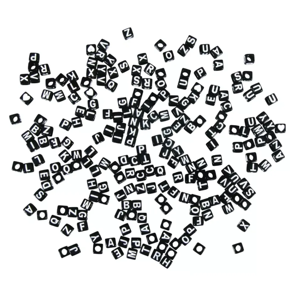 Outlet Cuentas de Plástico Negro Abecedario 40g Bisutería