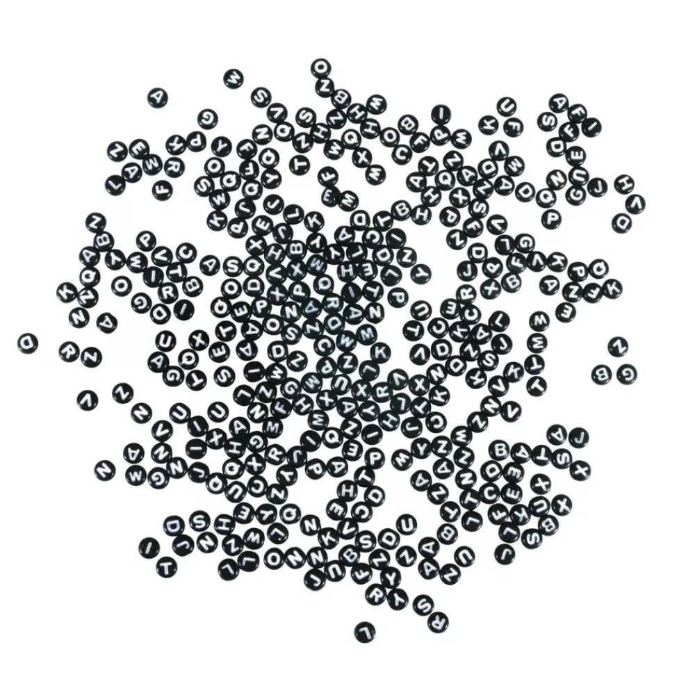 Online Cuentas de Plástico Negro Abecedario 6mm Bisutería