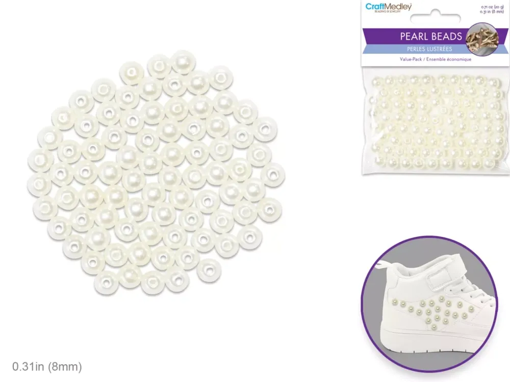 Clearance Cuentas Perladas Marfil 8mm Bisutería