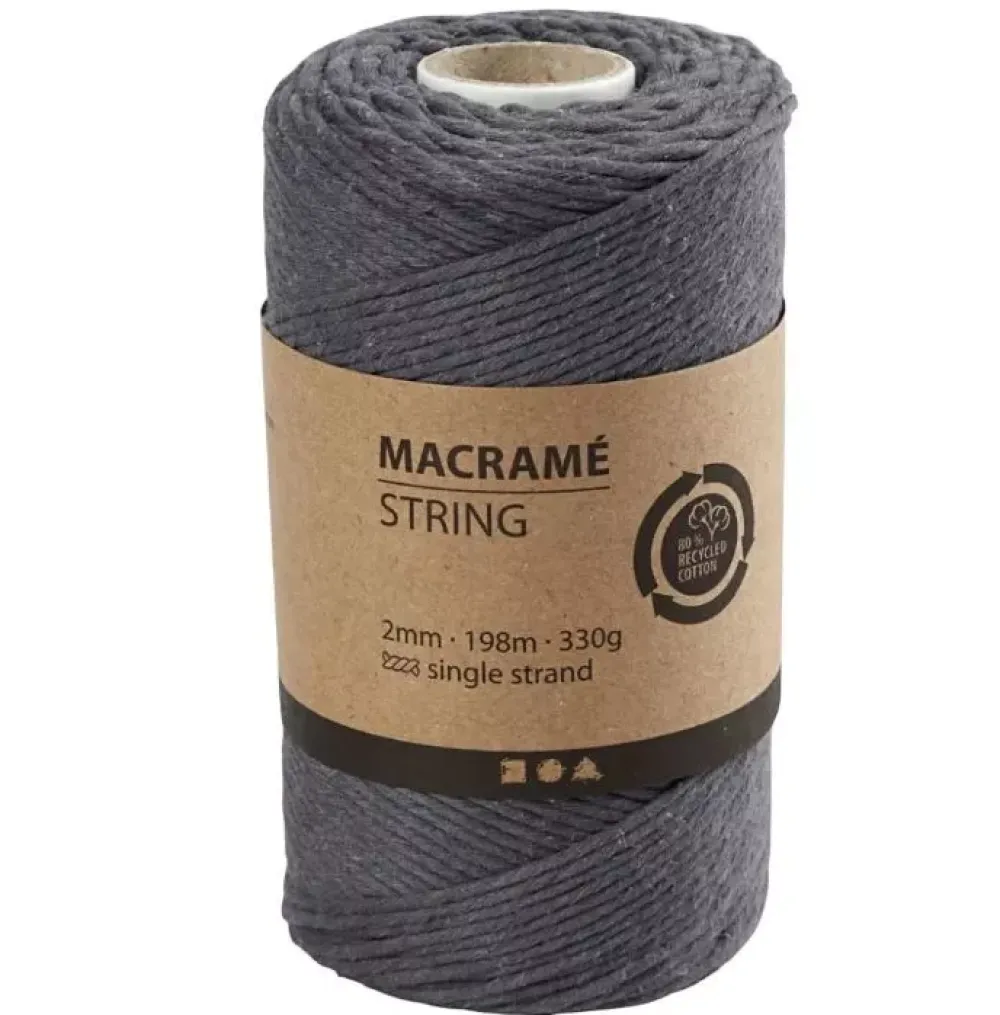 Clearance Cuerda de Macramé Gris 2mm Macramé