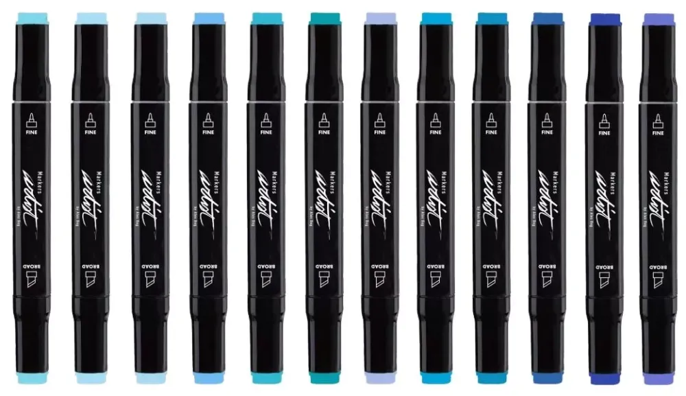 New Estuche 12 Rotuladores Gama Artist Tonos Azules Rotuladores