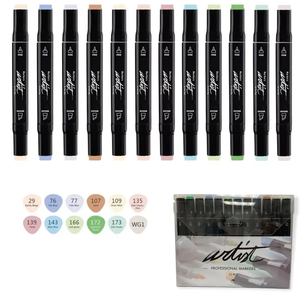 New Estuche 12 Rotuladores Gama Artist Tonos Pasteles Rotuladores