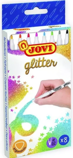 New Estuche 8 Rotuladores Glitter Niños Niños Y Regalos|Rotuladores
