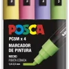 Discount Estuche 4 Rotuladores PC5M Medio Punta Cónica Colores Brillantes Uni Rotuladores