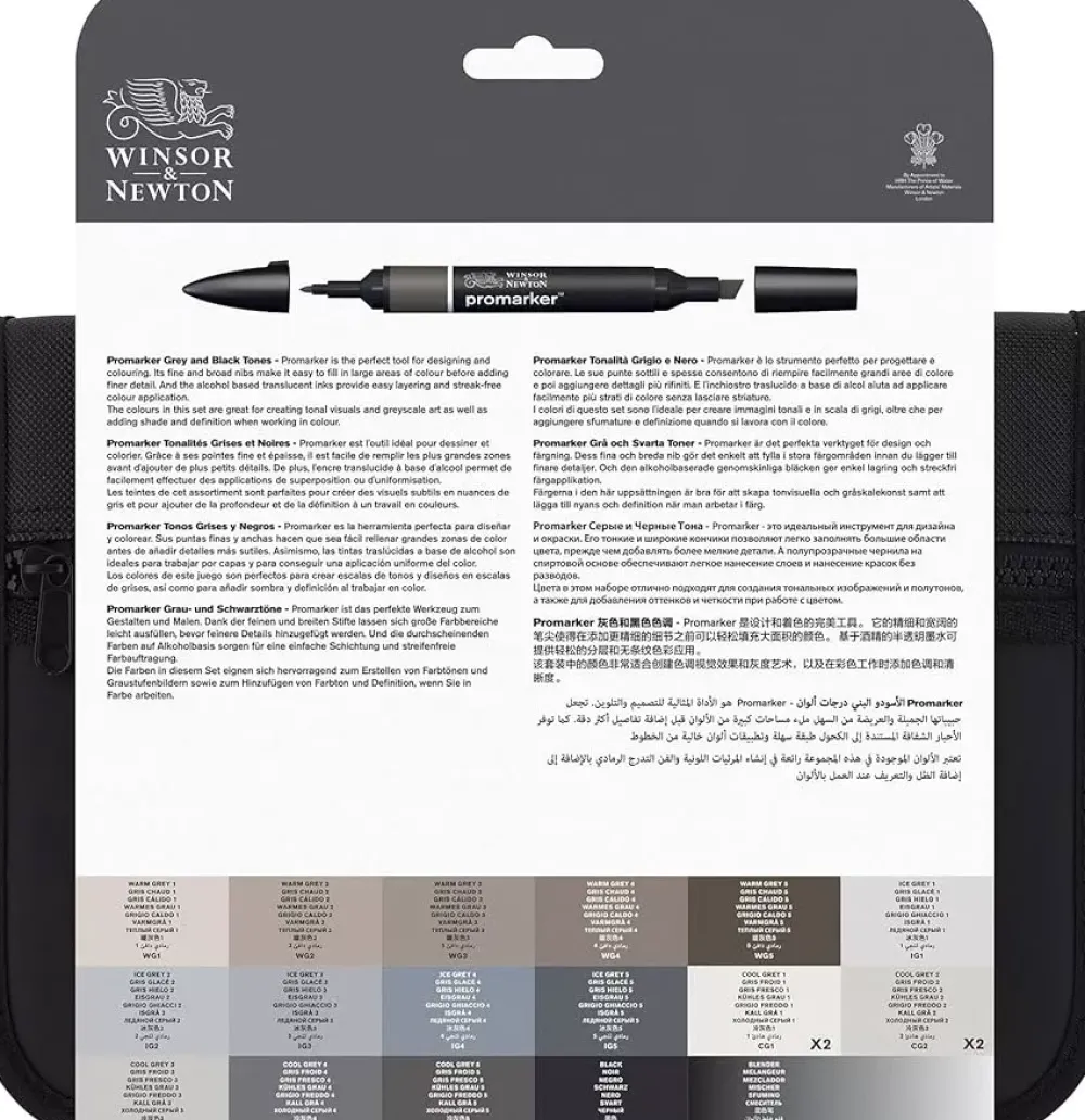 Hot Estuche 24 Rotuladores Promarker Negro y Gris Winsor & Newton Rotuladores