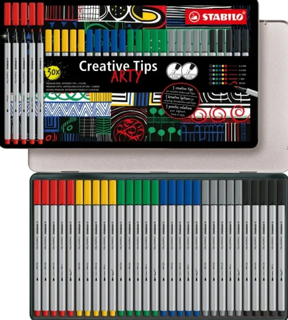 Estuche de Metal Arty 30 Rotuladores Vivos Creative Tips Rotuladores