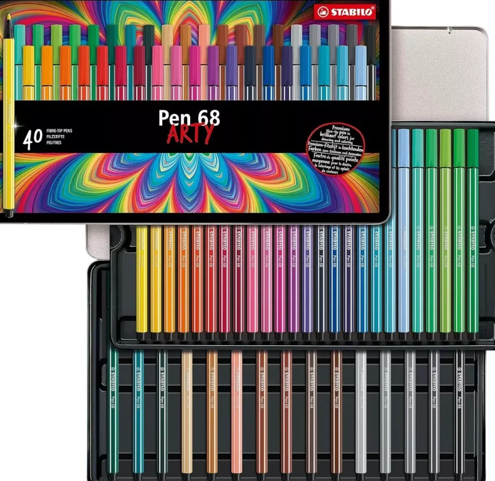 Best Estuche de Metal Arty 40 Rotuladores Pen 68 Rotuladores