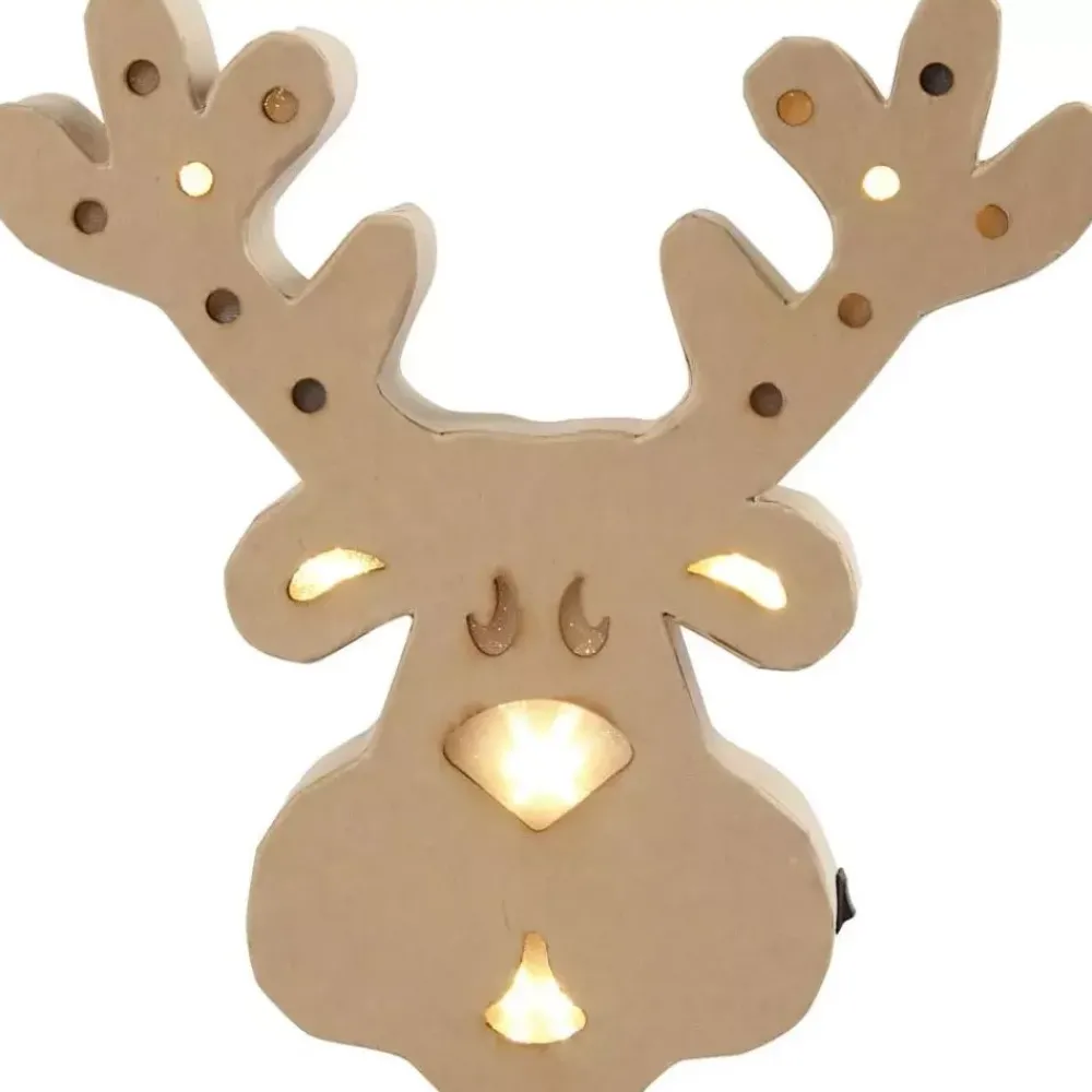 Outlet Figura Reno con Luz Cartón Y Papel Maché