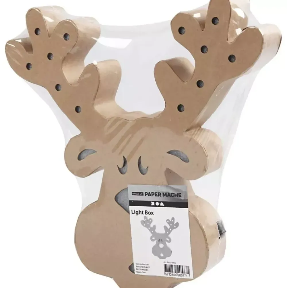 Outlet Figura Reno con Luz Cartón Y Papel Maché