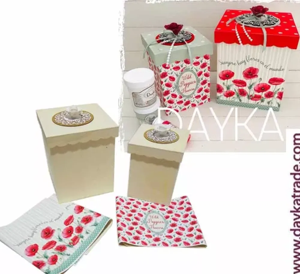 Outlet Kit 2 Cajas Amapolas Organización|Maderas