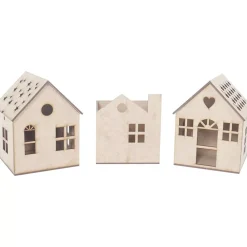 New Kit 3 Casitas Caladas para Farol o Macetero Maderas