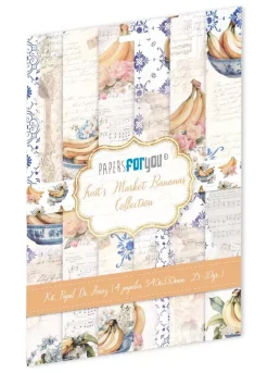 Kit 4 Papeles de Arroz Bananas Fruits Market 54x33cm Papel Y Decoupage