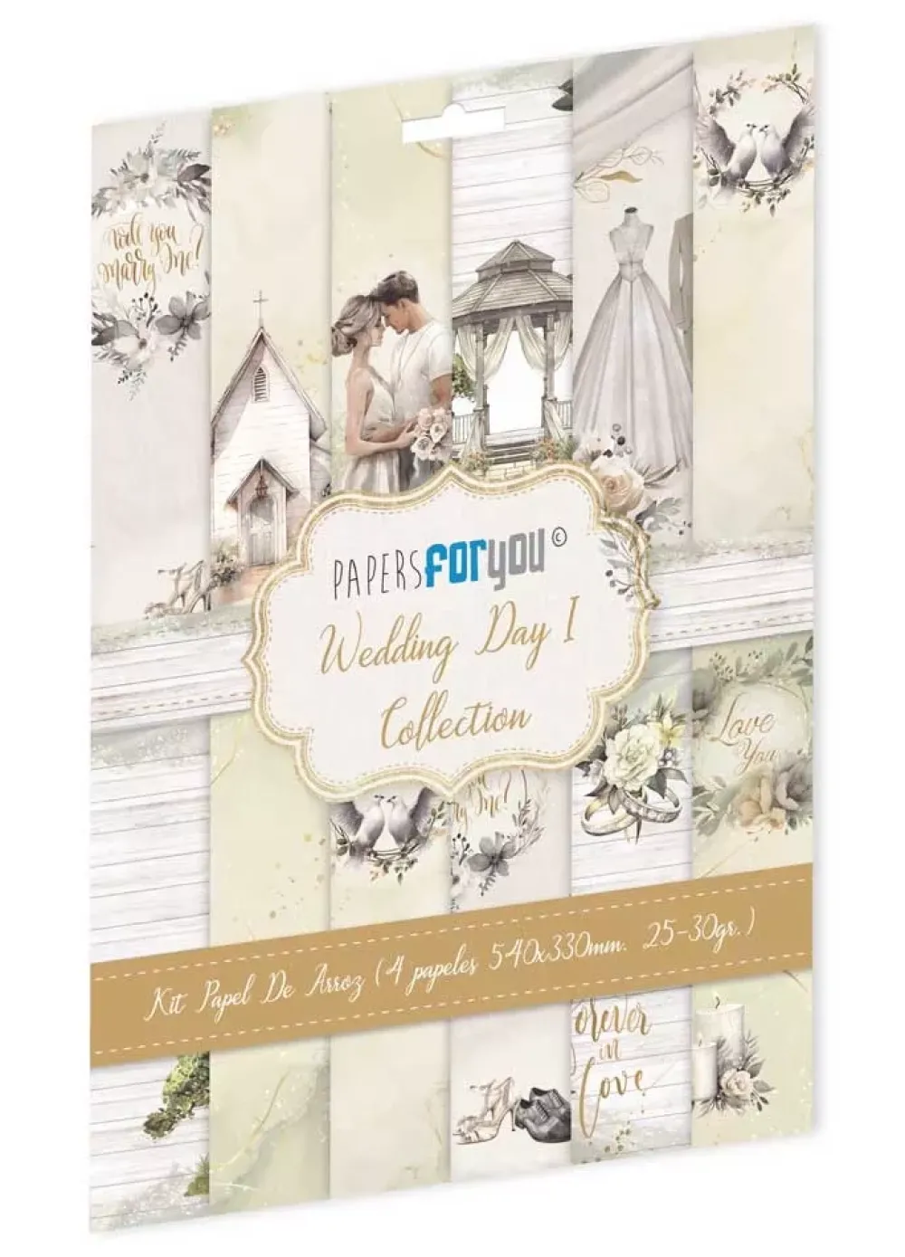 Sale Kit 4 Papeles de Arroz I Wedding Day 54x33cm Decoupage