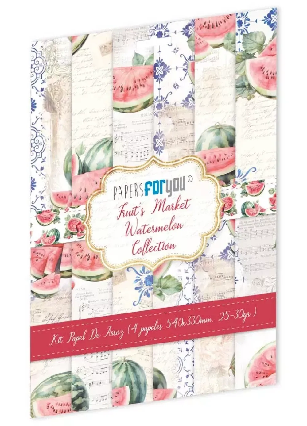 Sale Kit 4 Papeles de Arroz Watermelon Fruits Market 54x33cm Papel Y Decoupage