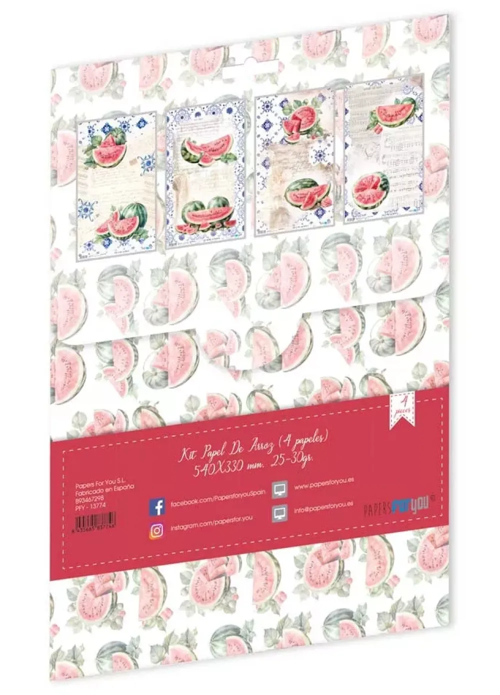 Sale Kit 4 Papeles de Arroz Watermelon Fruits Market 54x33cm Papel Y Decoupage