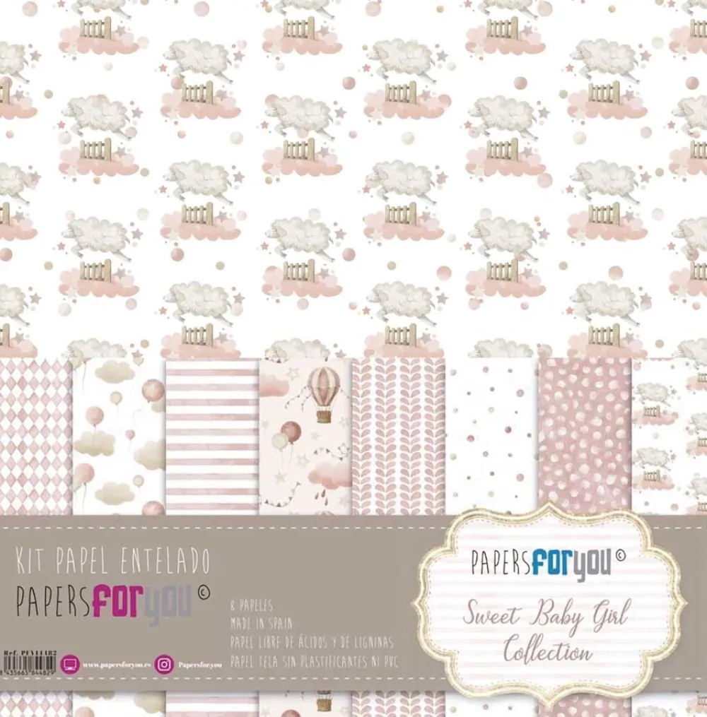 Clearance Kit 8 Papeles Tela Sweet Baby Girl 30x30cm Telas, Sedas Y Fieltro