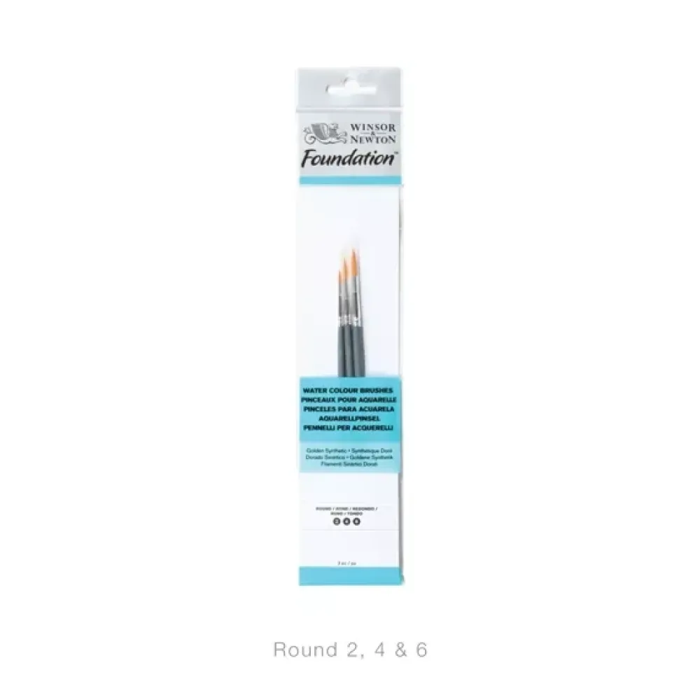 Outlet Kit 3 Pinceles Redondos Para Acuarela Foundation Winsor & Newton Pinceles Y Brochas