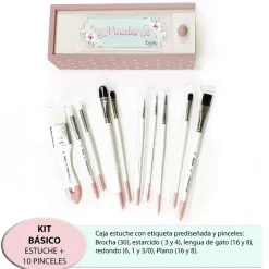 Clearance Kit Básico de 10 Pinceles + Estuche de Madera + Etiqueta Prediseñada Dayka Pinceles Y Brochas