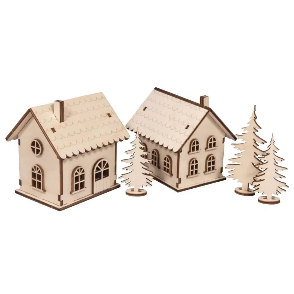 New Kit 3D Casitas de madera con luces Navidad