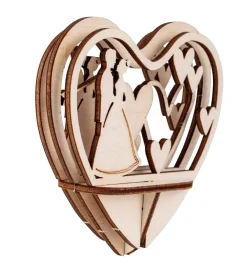 Sale Kit 3D de Madera Corazón Decorativo Pareja Nupcial Maderas