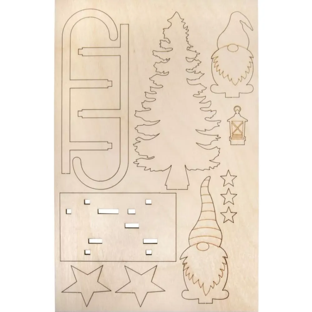 Kit 3D de Madera Trineo con Gnomos Maderas|Navidad