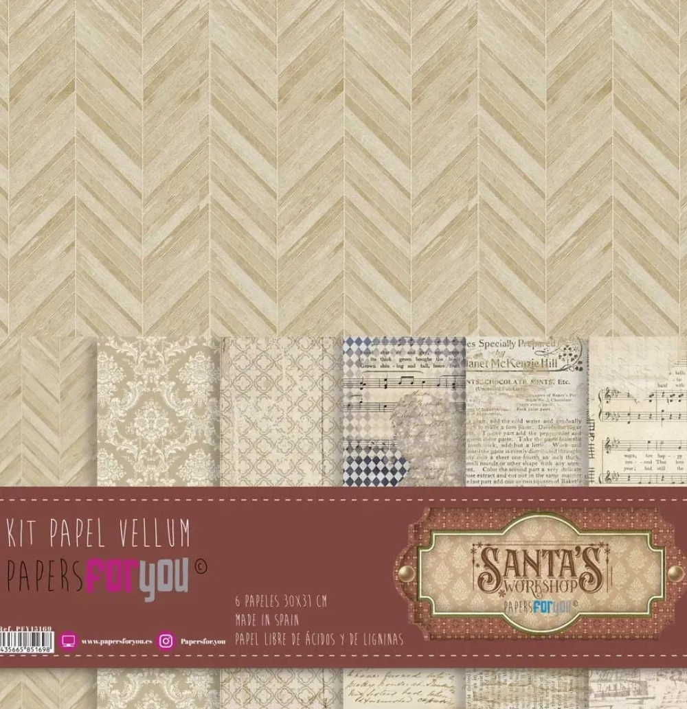 Sale Kit papeles vellum Santa's Workshop 30x30cm Navidad