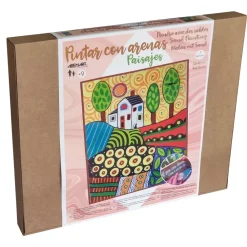 Outlet Kit Pintar con Arenas de Colores Paisaje Naif Naranja 38x46cm Arenas