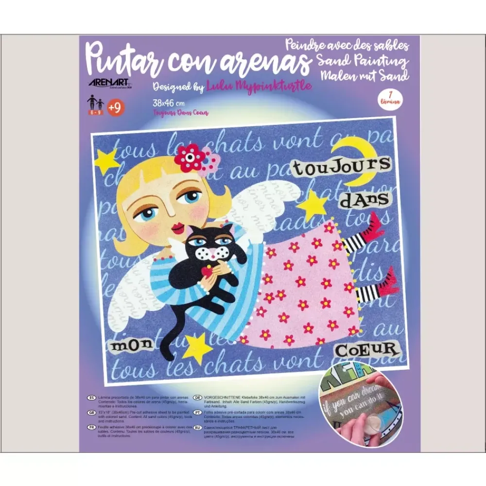 Clearance Kit Pintar con Arenas de Colores Toujours Dans Mon Coeur 38x46cm Arenas
