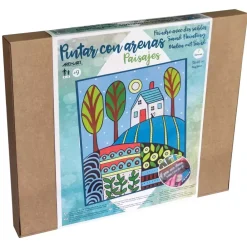 Hot Kit Pintar con Arenas de Colores Paisaje Naif Azul 38x46cm Arenas