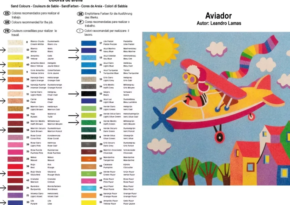 Hot Kit Pintar con Arenas de Colores Aviador 38x38cm Arenas
