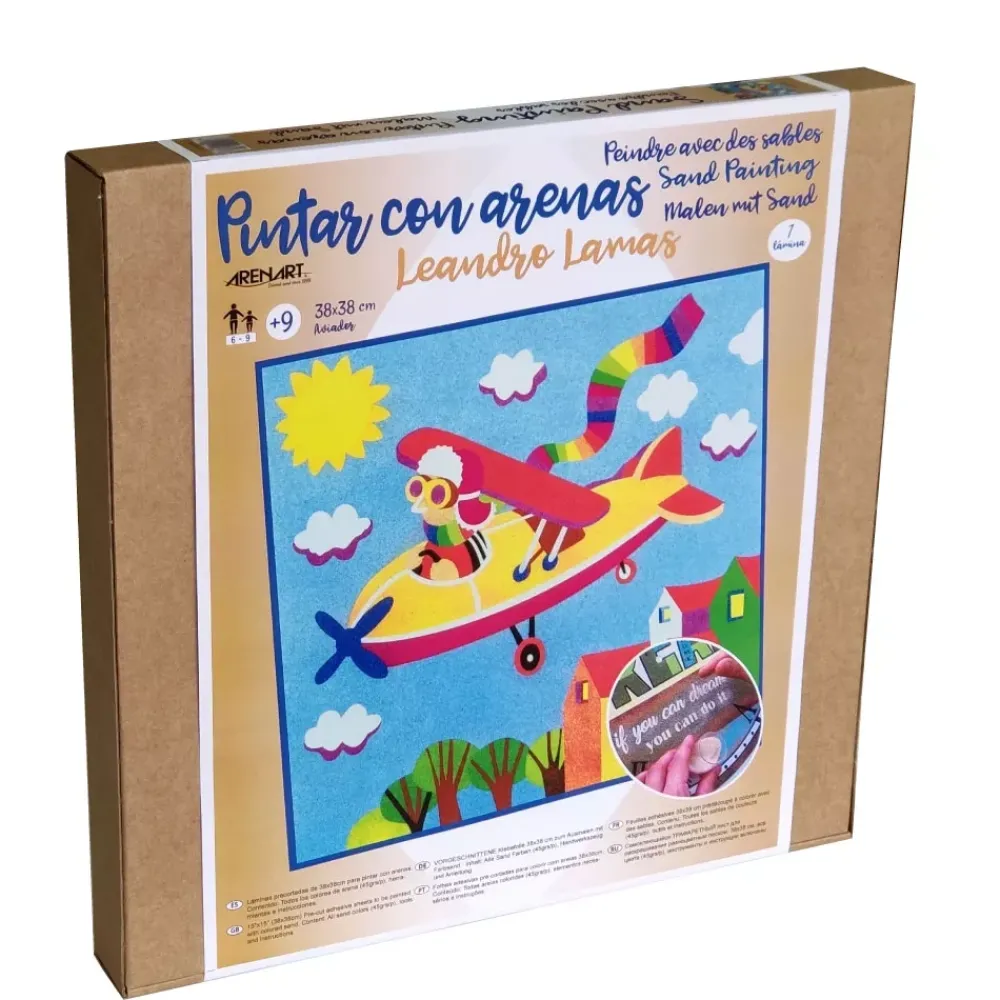 Hot Kit Pintar con Arenas de Colores Aviador 38x38cm Arenas