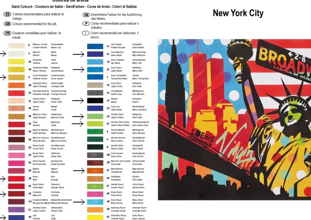 Clearance Kit Pintar con Arenas de Colores Nueva York Pop Art 38x38cm Arenas