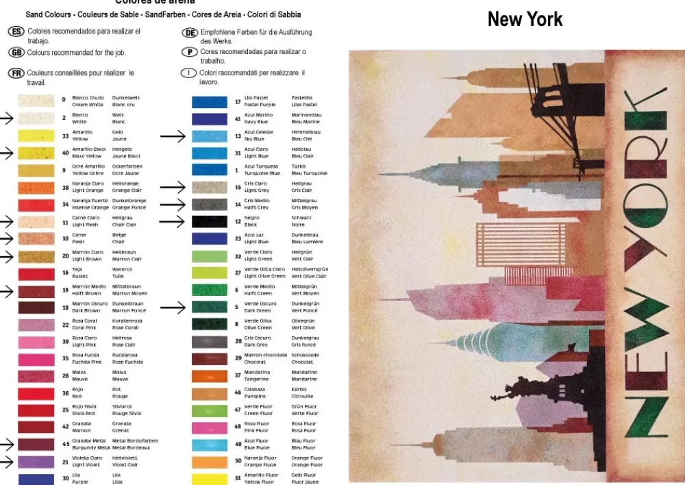 Hot Kit Pintar con Arenas de Colores Nueva York Skyline 38x46cm Arenas