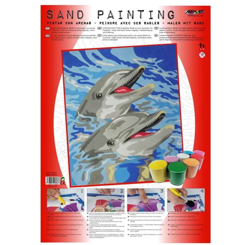 Clearance Kit Pintar con Arenas de Colores Delfines 38x46cm Arenas