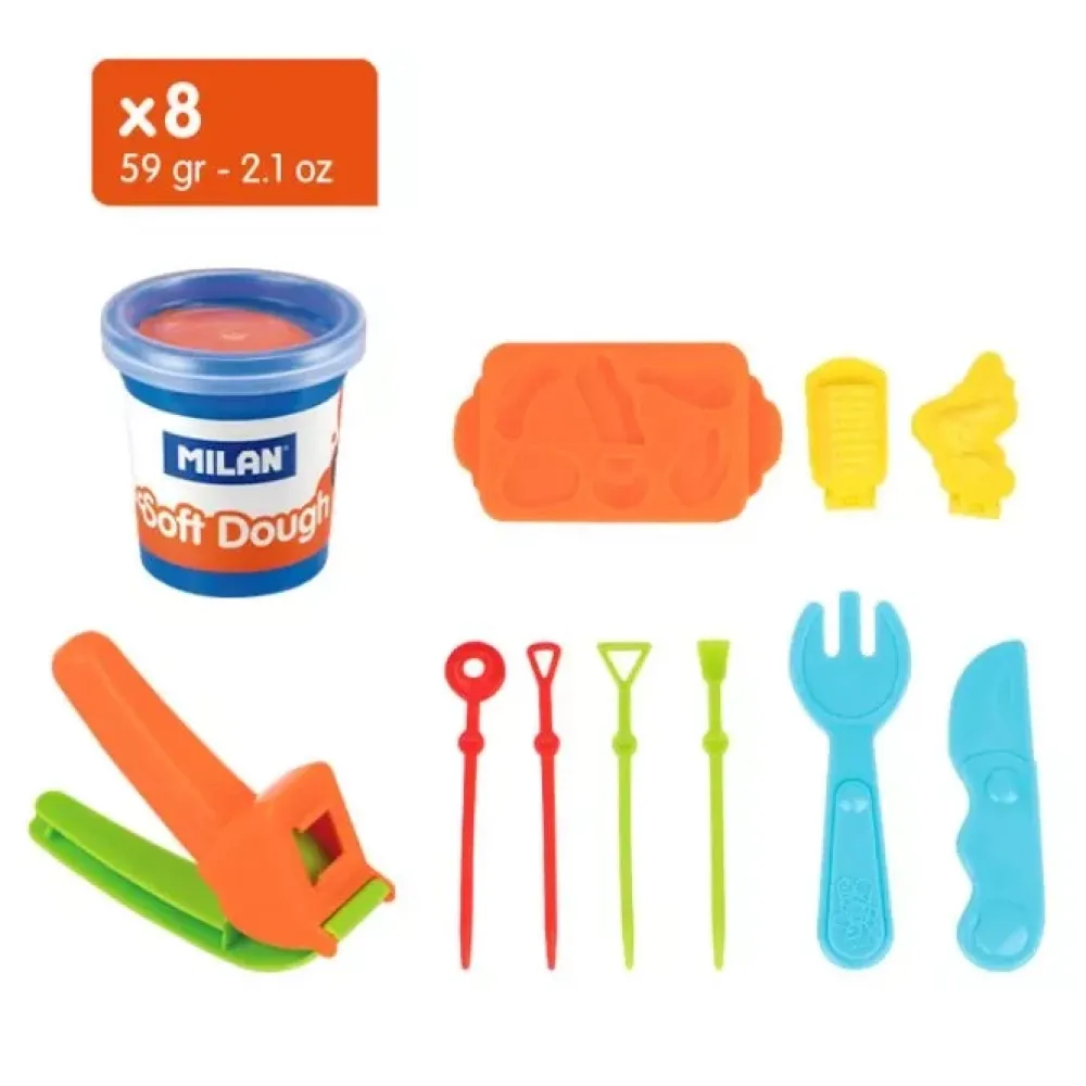 Hot Maletín 8 botes pasta blanda Soft Dough Barbacoa 59g Pastas Moldeables