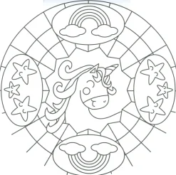 Mandalas de unicornios 01 Infantil|Colorear