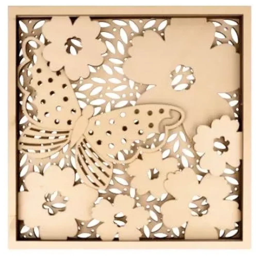 Online Marco con Diseño Relieve de Madera Mariposa Maderas
