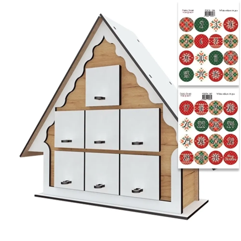 Online Mini Calendario de Adviento Tiny madera y blanco Navidad|Calendarios De Adviento