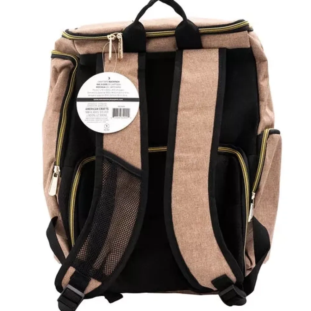 Outlet Mochila Crafter's Backpack Taupe & Pink We R Memory Keepers Organización