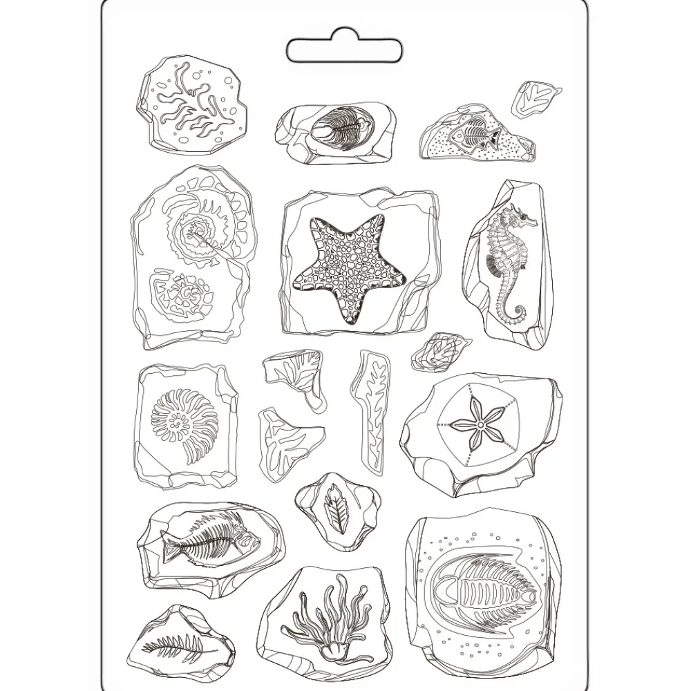 Hot Molde flexible Fósiles Silent Sea 14x21cm Herramientas Para Modelado