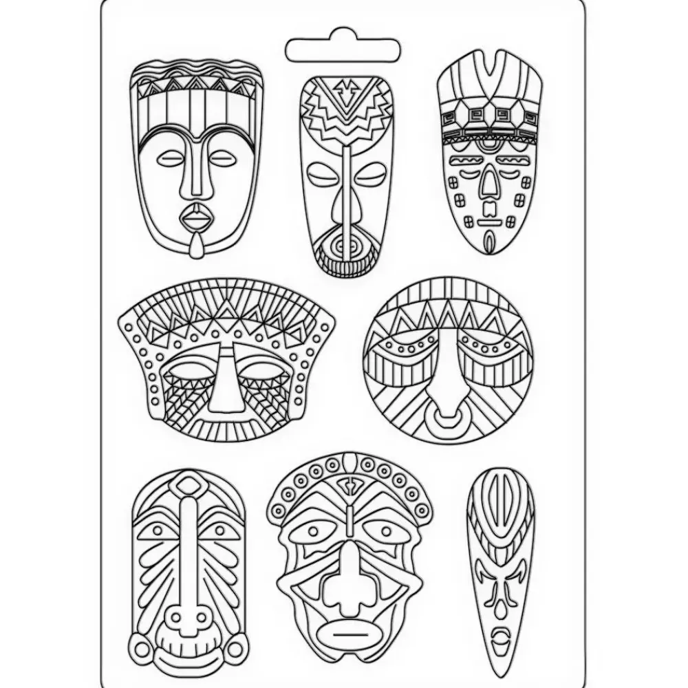 Online Molde Flexible Tribal Masks Savana 21x29cm Herramientas Para Modelado|Pastas Moldeables
