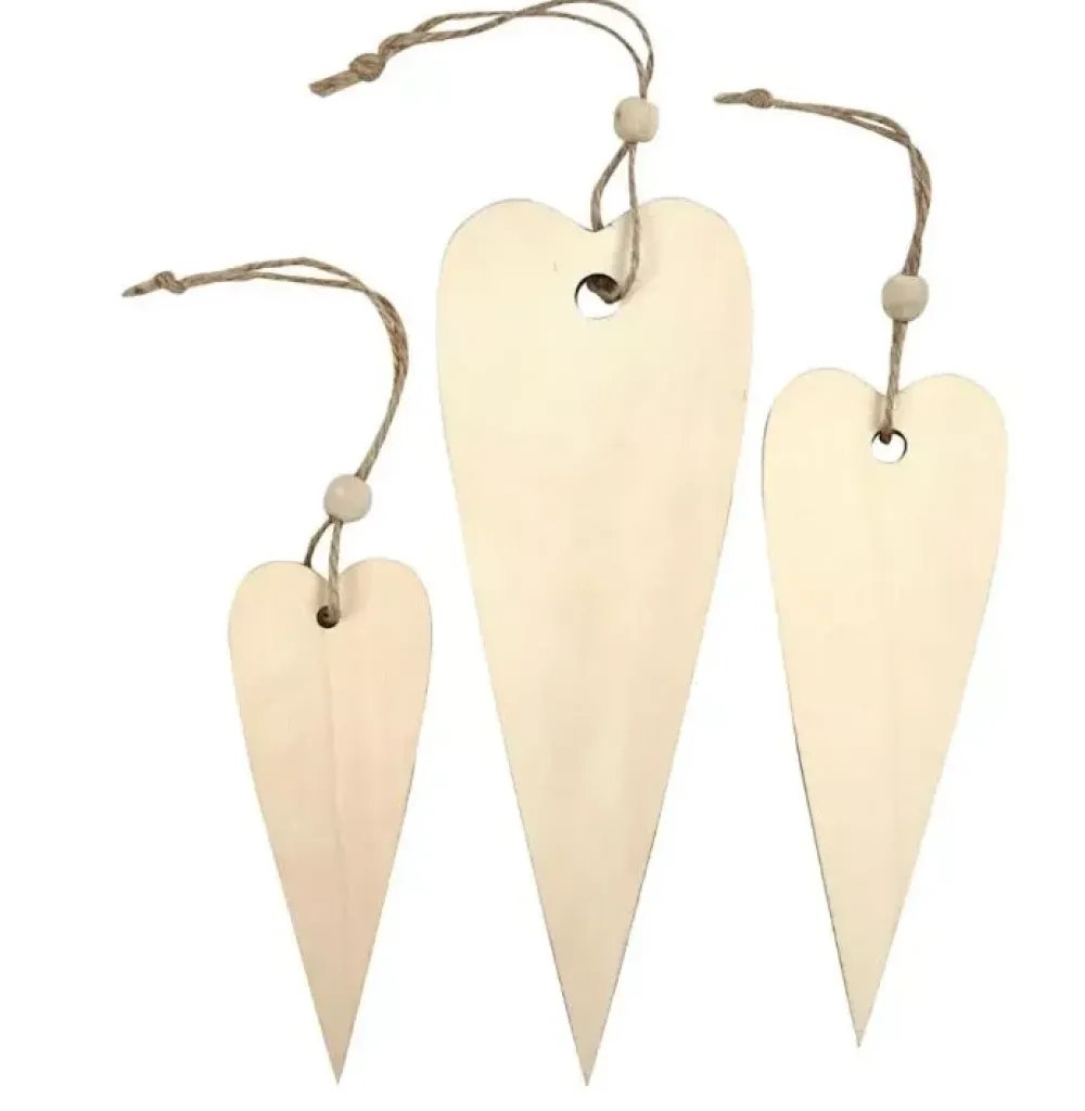 Outlet Ornamentos de Madera Corazón Alargado Maderas