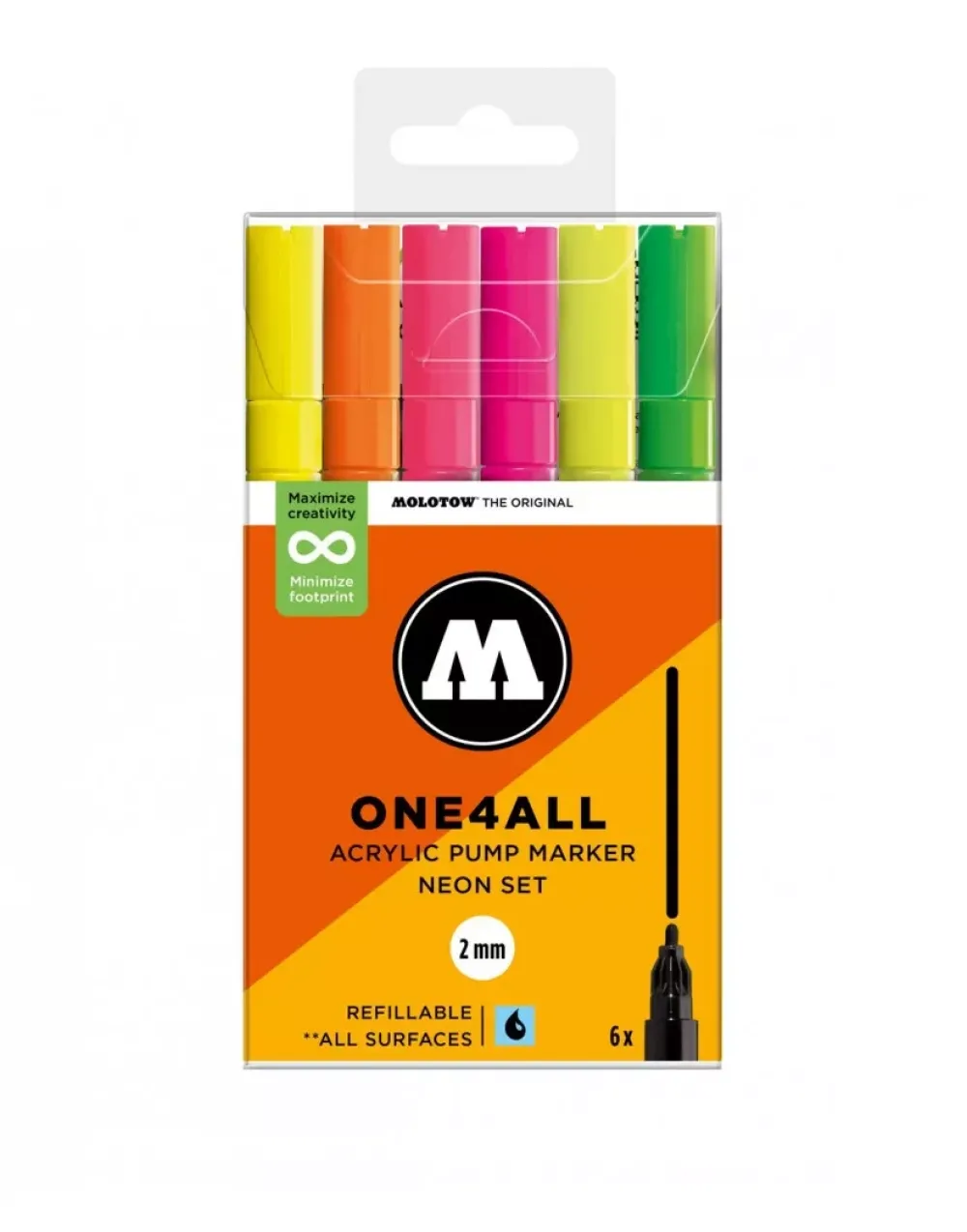 Best Pack 6 Rotuladores Acrílicos Neón 01 One4All 127HS 2mm Rotuladores