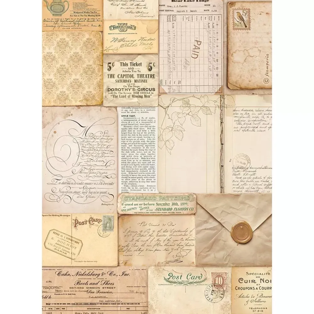 Online Papel de arroz Cartas Romantic Golden Harmony 21x30cm Decoupage|Papeles