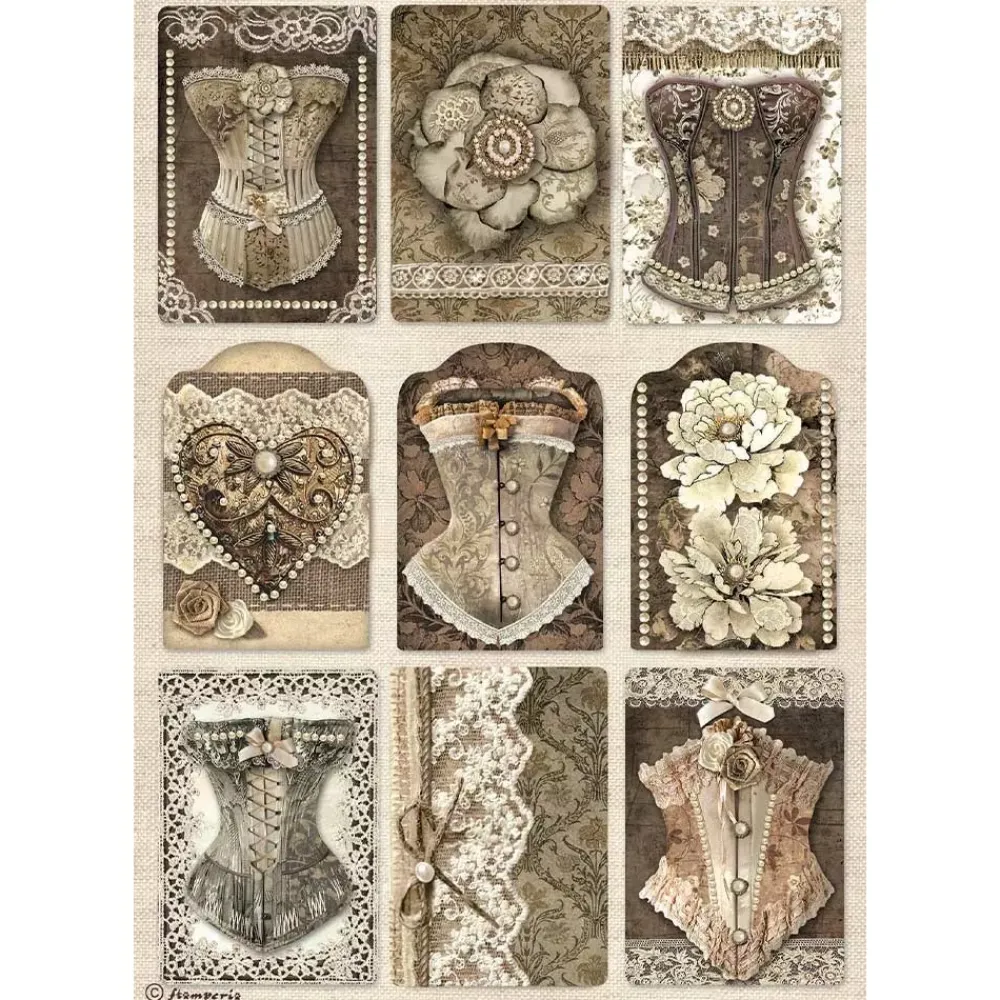 Best Papel de arroz Corsés Old Lace 21x30cm Papeles|Decoupage