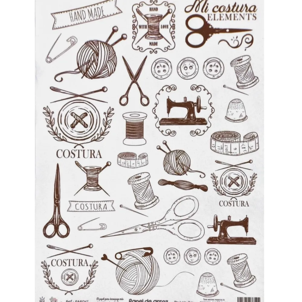 Clearance Papel de arroz Costura 29x41cm Papel Y Decoupage