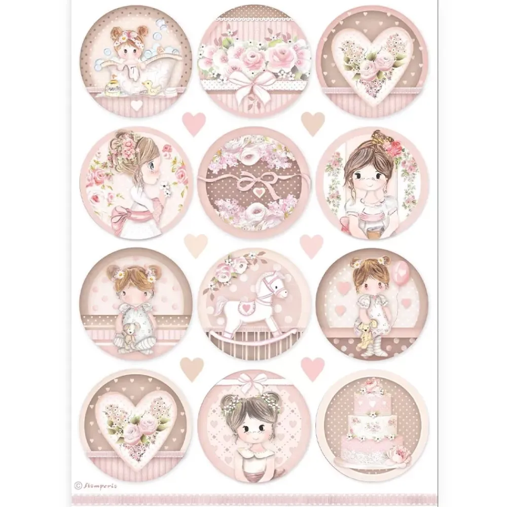 Clearance Papel de arroz Círculos Baby Girl Best Sellers 21x30cm Papeles|Decoupage