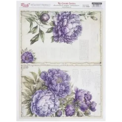 Hot Papel de Arroz Flores Violetas 29x42cm Decoupage