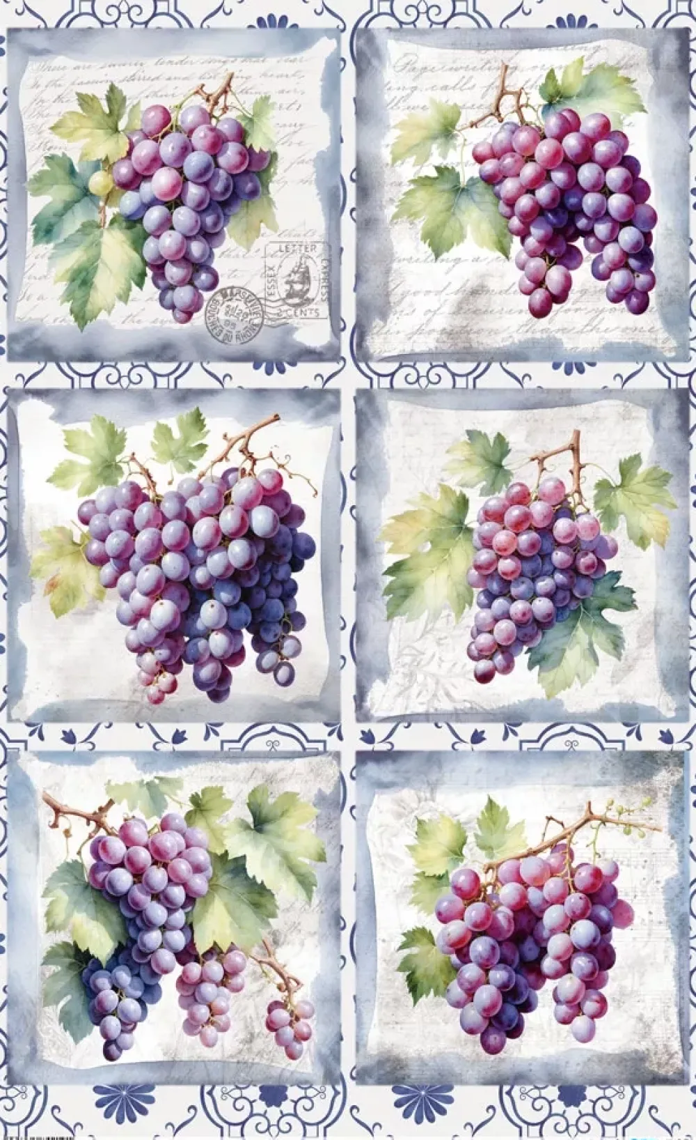 Hot Papel de Arroz Grapes III Fruits Market 54x33cm Decoupage
