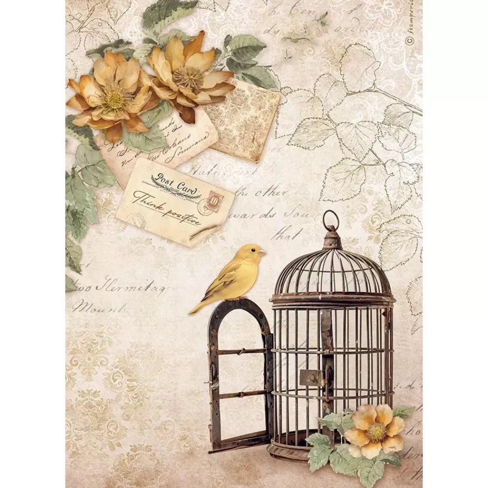 New Papel de arroz Jaula Romantic Golden Harmony 21x30cm Decoupage